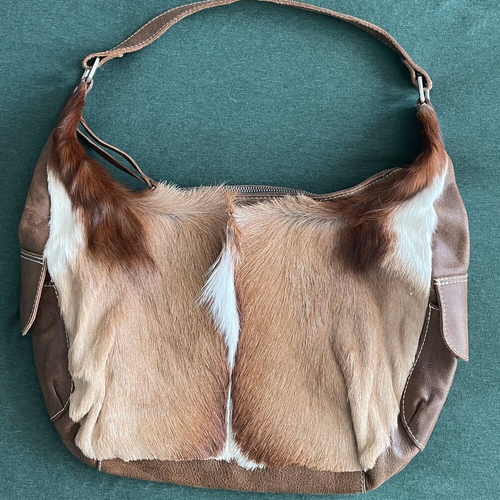 Handmade Leather Genuine Springbok Antelope Designer Shoulder Bag FSP Collection